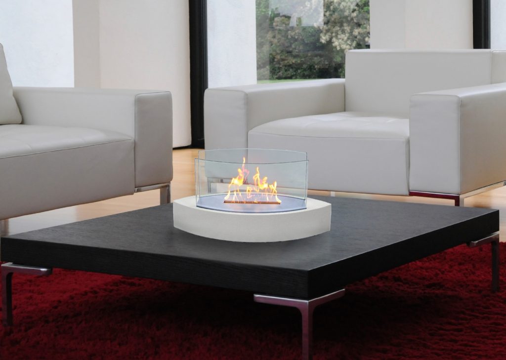 Anywhere fireplace: ventless coffee table fireplace