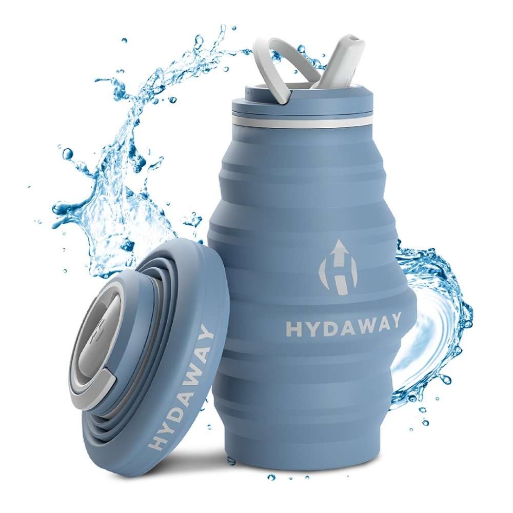 This collapsible water bottle folds flat so you can toss it right into your bag or purse.