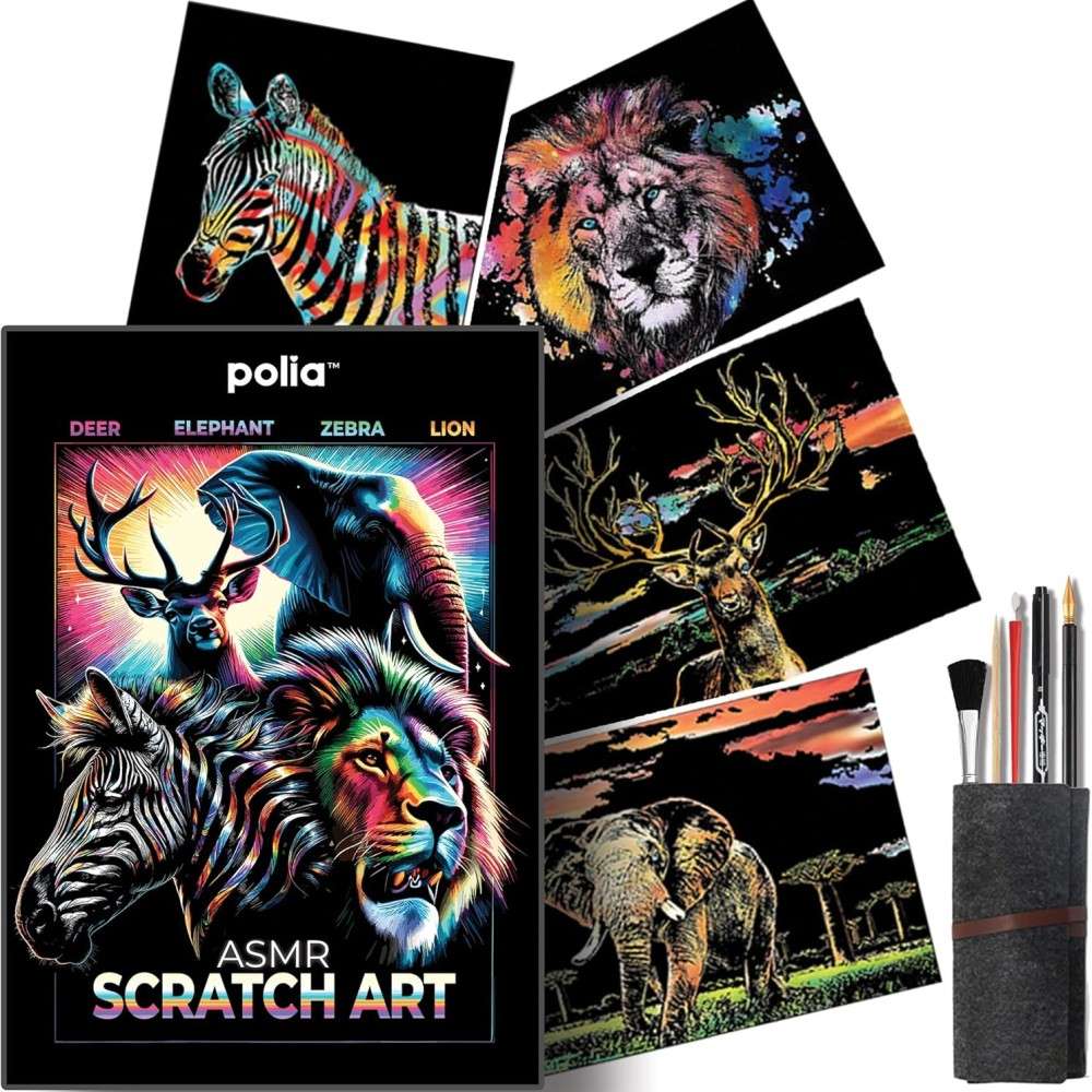 Polia scratch art kit with etching stylus